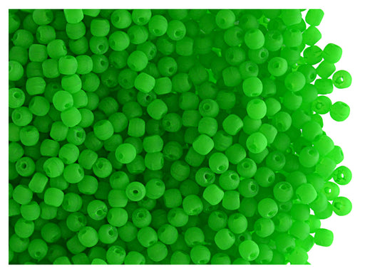 4 g Round NEON ESTRELA Beads, 2mm, Green (UV Active), Czech Glass