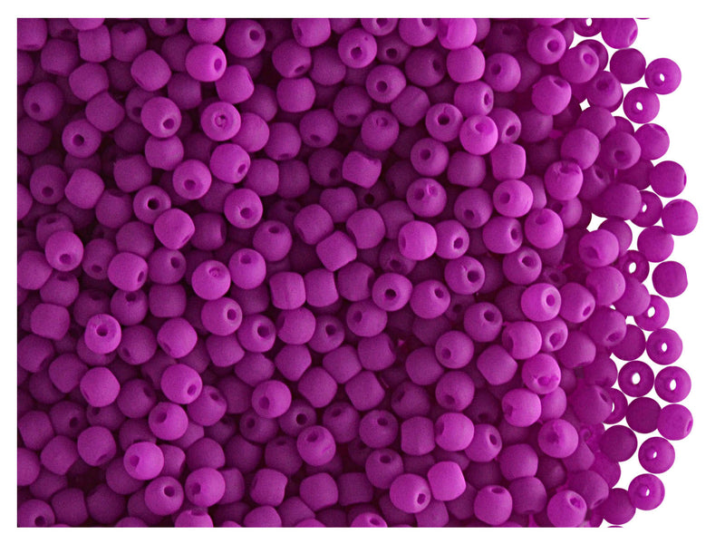 4 g Round NEON ESTRELA Beads, 2mm, Purple (UV Active), Czech Glass