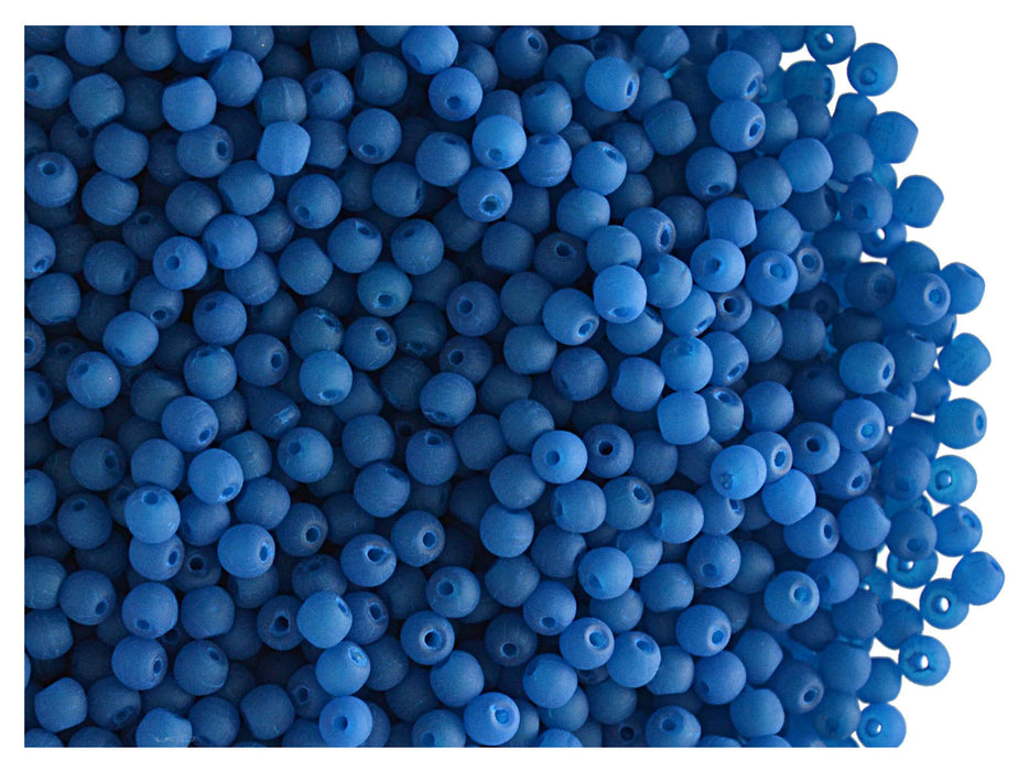 4 g Round NEON ESTRELA Beads, 2mm, Blue (UV Active), Czech Glass