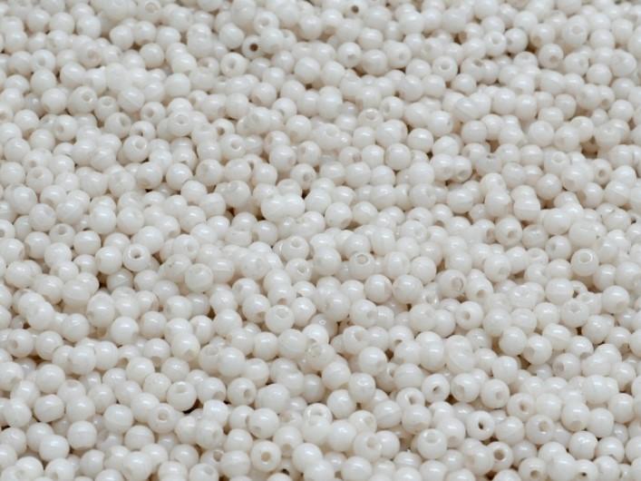 Round Beads 2 mm, Chalk White Luster, Czech Glass