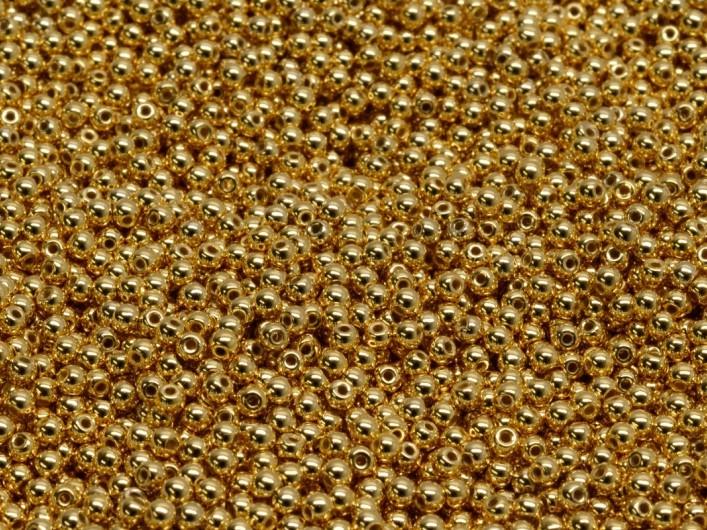 Round Beads 2 mm, 24KT Gold Plated, Czech Glass