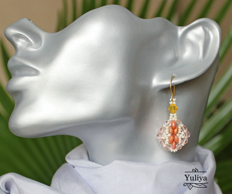 PDF Tutorial Small Pink Earrings