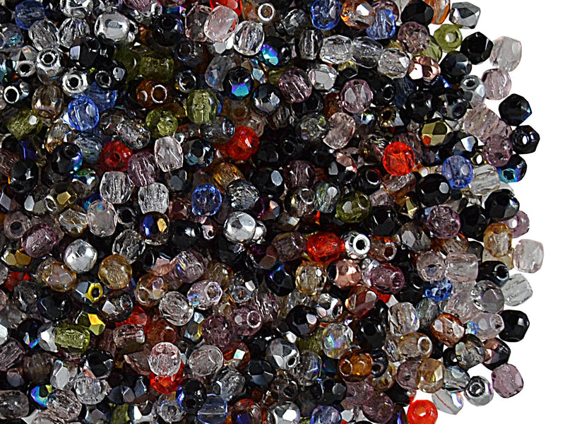 150 pcs Fire Polished Faceted Beads Round, 2mm, Mix, Czech Glass