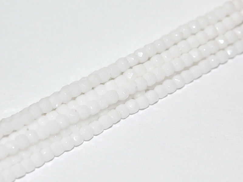 150 pcs Fire Polished Faceted Beads Round, 2mm, Chalk White, Czech Glass
