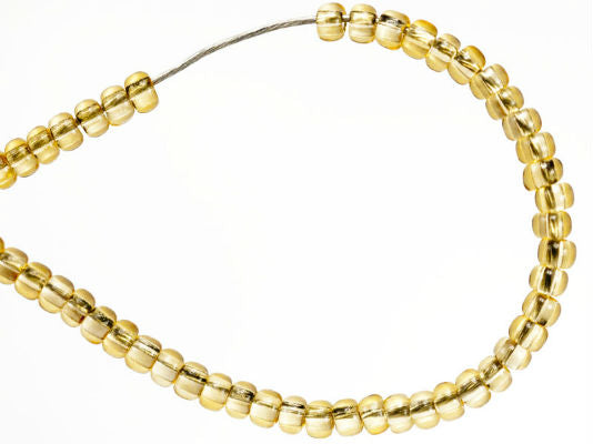 20 g 11/0 Seed Beads Preciosa Ornela, Transparent Light Topaz, Square Hole, Czech Glass