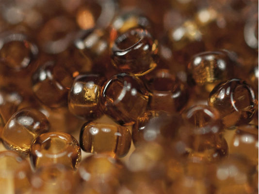 20 g 11/0 Seed Beads Preciosa Ornela, Dark Topaz Transparent, Square Hole, Czech Glass