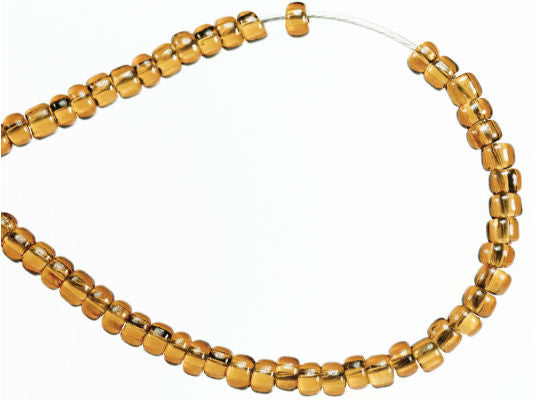20 g 11/0 Seed Beads Preciosa Ornela, Dark Topaz Transparent, Square Hole, Czech Glass