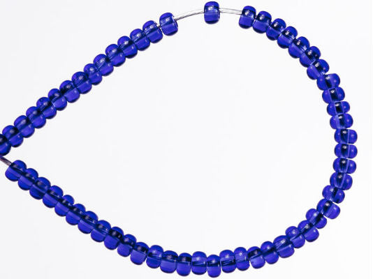 20 g 11/0 Seed Beads Preciosa Ornela, Dark Sapphire Transparent, Square Hole, Czech Glass