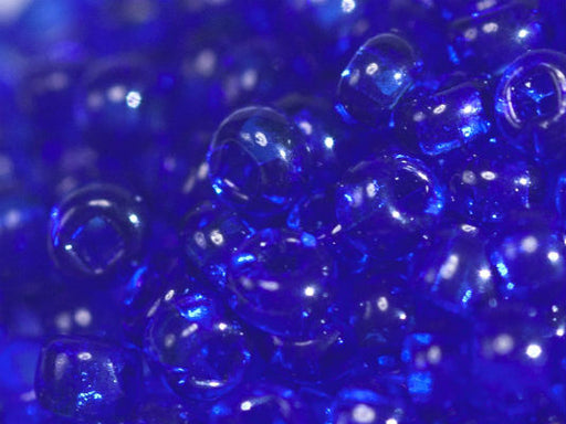 20 g 11/0 Seed Beads Preciosa Ornela, Sapphire Transparent, Square Hole, Czech Glass