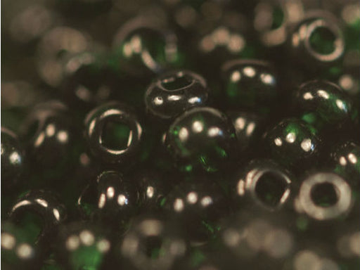 20 g 11/0 Seed Beads Preciosa Ornela, Dark Green Transparent, Square Hole, Czech Glass