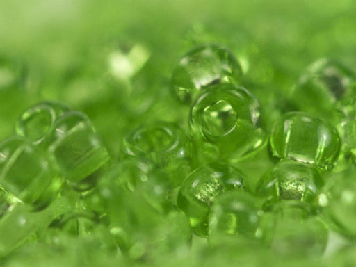20 g 11/0 Seed Beads Preciosa Ornela, Olivine Transparent, Square Hole, Czech Glass