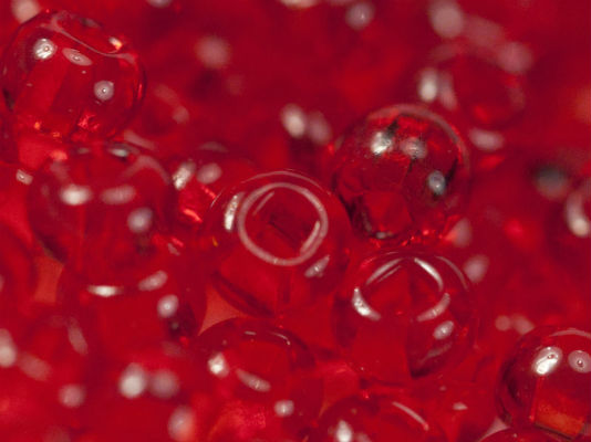 20 g 11/0 Seed Beads Preciosa Ornela, Siam Ruby Transparent, Square Hole, Czech Glass