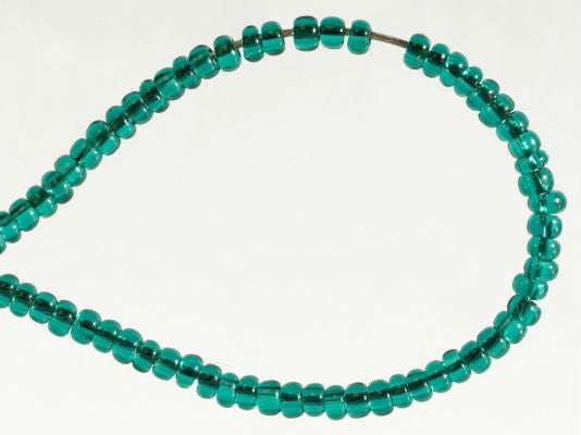 20 g 12/0 Seed Beads Preciosa Ornela, Green Emerald Transparent, Square Hole, Czech Glass