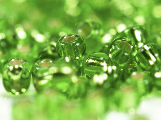20 g 11/0 Seed Beads Preciosa Ornela, Green Silver Lined, Czech Glass