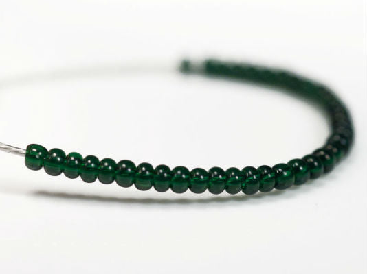 20 g 13/0 Seed Beads Preciosa Ornela, Dark Green Transparent, Czech Glass