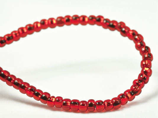 20 g 11/0 Seed Beads Preciosa Ornela, Red Silver Lined, Square Hole, Czech Glass
