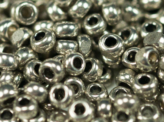 10 g 13/0 Seed Beads Preciosa Ornela, Charlotte Silver Metallic, Czech Glass