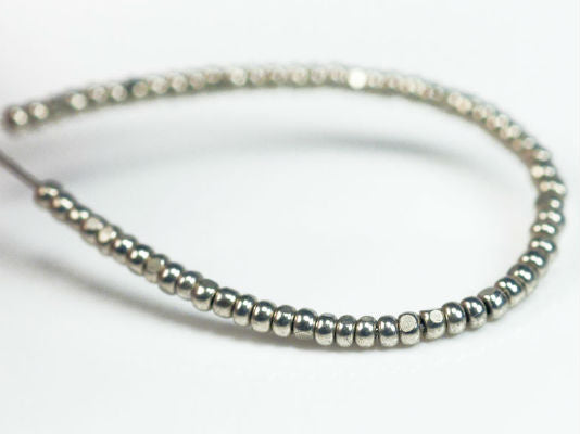 10 g 13/0 Seed Beads Preciosa Ornela, Charlotte Silver Metallic, Czech Glass