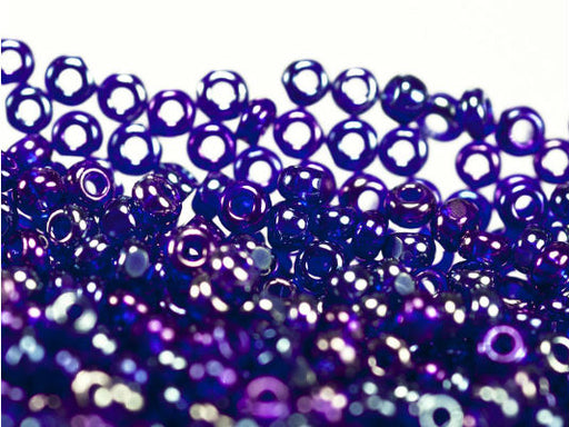 10 g 13/0 1-Cut Seed Beads Charlotte Preciosa Ornela, Metallic Blue Iris, Czech Glass