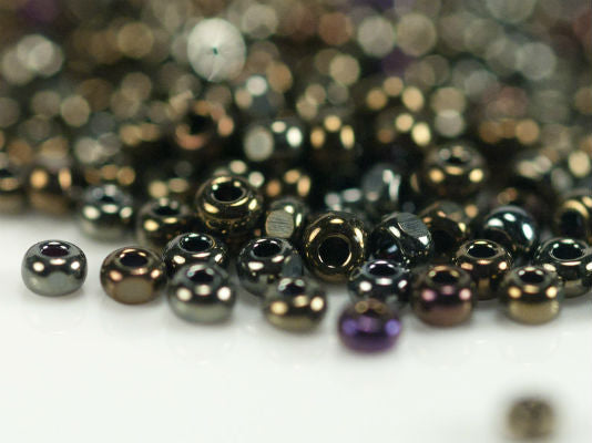 10 g 13/0 1-Cut Seed Beads Charlotte Preciosa Ornela, Brown Iris Metallic, Czech Glass