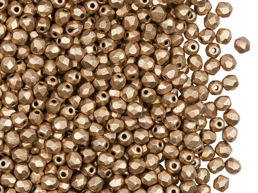 3mm Round Aztec Gold Czech Glass Beads, 01710 50 Beads 