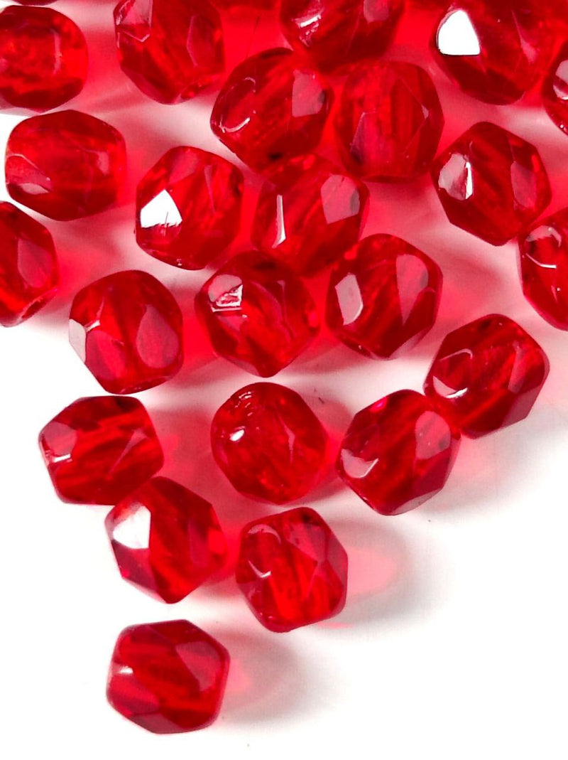 100 pcs Fire Polished Faceted Beads Round, 3mm, Dark Ruby (Garnet), Czech Glass