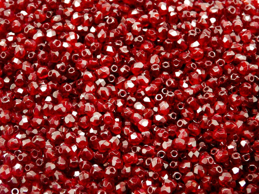 100 pcs Fire Polished Faceted Beads Round, 3mm, Dark Ruby (Garnet), Czech Glass