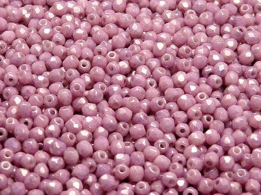 100 pcs Fire Polished Faceted Beads Round, 3mm, Chalk Lila Luster, Czech Glass