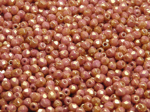 100 pcs Fire Polished Faceted Beads Round, 3mm, Chalk Red Luster, Czech Glass