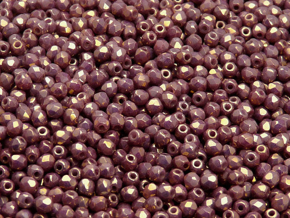 100 pcs Fire Polished Faceted Beads Round, 3mm, Chalk Violet Luster, Czech Glass