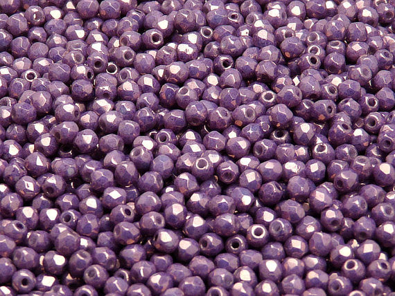 100 pcs Fire Polished Faceted Beads Round, 3mm, Chalk Vega Luster, Czech Glass