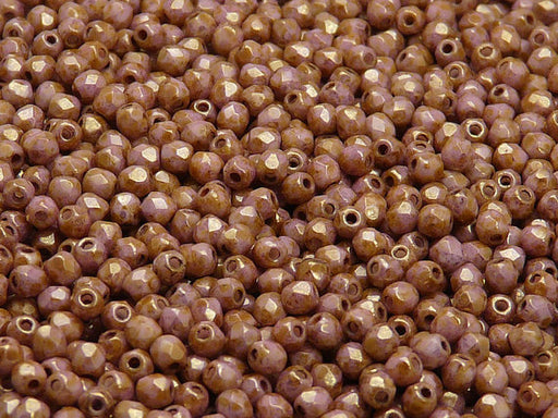 100 pcs Fire Polished Faceted Beads Round, 3mm, Chalk Violet Brown Senegal, Czech Glass
