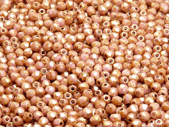 100 pcs Fire Polished Faceted Beads Round, 3mm, Chalk Red Glaze, Czech Glass