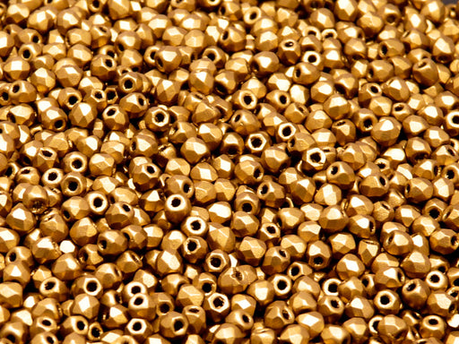 100 pcs Fire Polished Faceted Beads Round, 3mm, Crystal Bronze Gold, Czech Glass