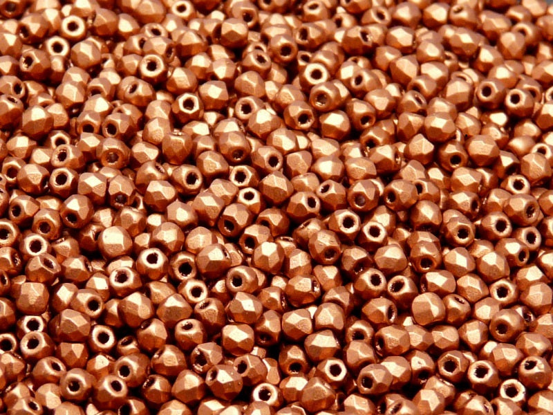 100 pcs Fire Polished Faceted Beads Round, 3mm, Crystal Bronze Fire Red, Czech Glass