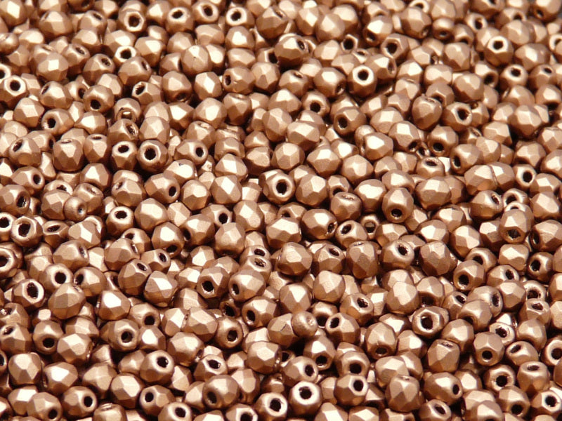 100 pcs Fire Polished Faceted Beads Round, 3mm, Crystal Bronze Copper, Czech Glass