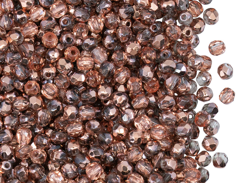 100 pcs Fire Polished Faceted Beads Round, 3mm, Crystal Capri Gold, Czech Glass