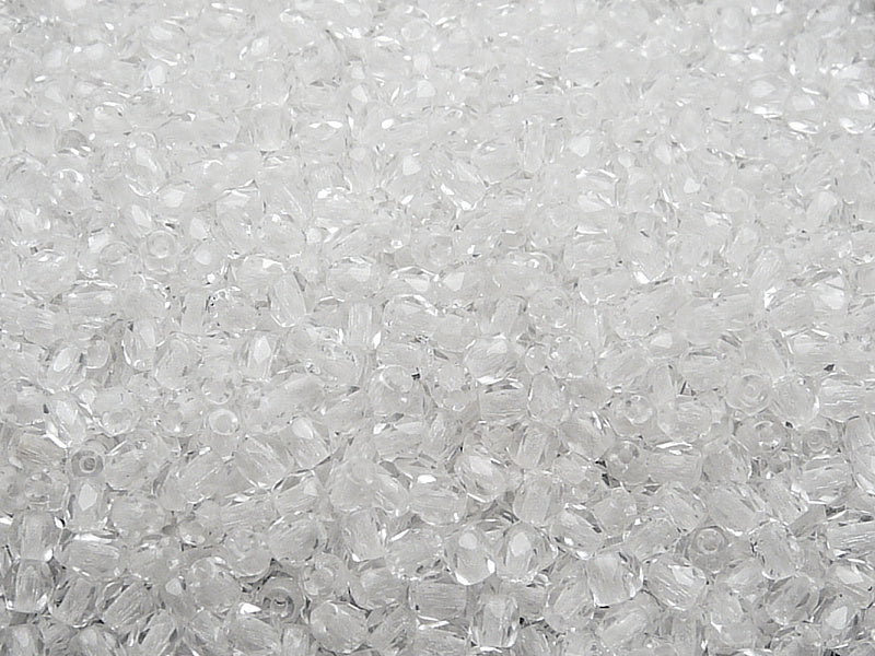 Set of Round Fire Polished Beads (3mm, 4mm, 6mm, 8mm), Crystal Clear, Czech Glass