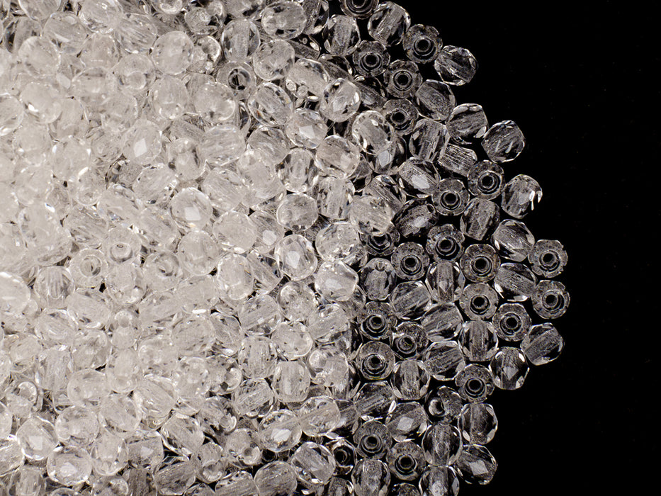 100 pcs Fire Polished Faceted Beads Round, 3mm, Crystal Clear, Czech Glass