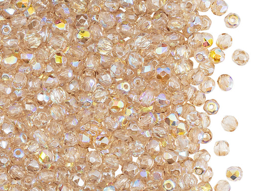 100 pcs Fire Polished Faceted Beads Round, 3mm, Crystal Lemon Rainbow, Czech Glass