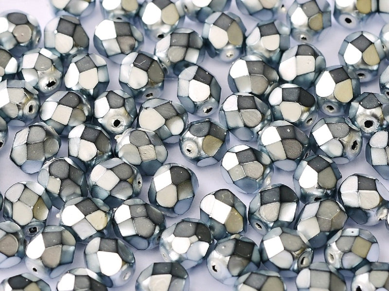 100 pcs 100 pcs Fire Polished Beads 3 mm Jet Heavy Metal Silver Czech Glass Silver