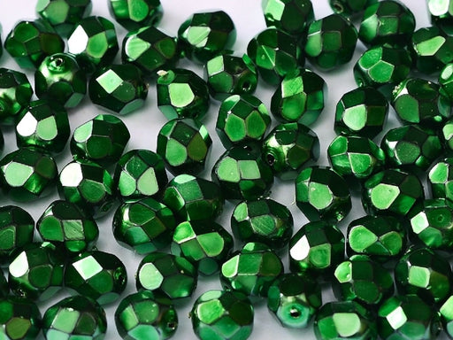 100 pcs 100 pcs Fire Polished Beads 3 mm Jet Heavy Metal Emerald Czech Glass Green