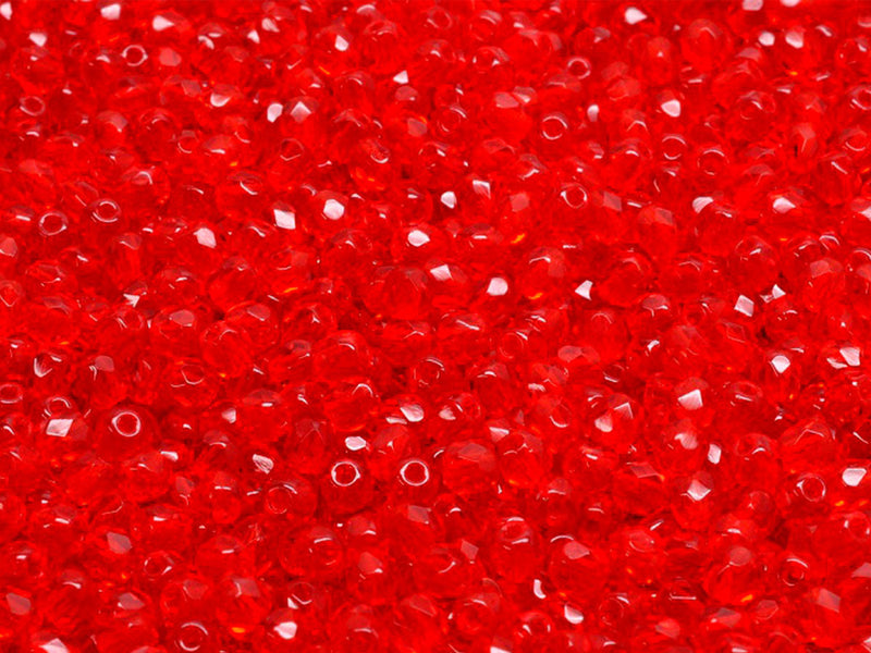 Fire Polished Faceted Beads Round 3 mm, Ruby, Czech Glass