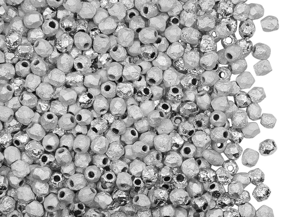 100 pcs Fire-Polished Faceted Beads Round 3mm, Czech Glass, Crystal Etched Labrador Full