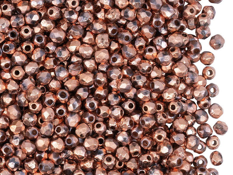 100 pcs Fire-Polished Faceted Beads Round 3mm, Czech Glass, Crystal Etched Sunset Full