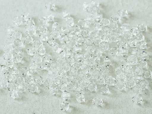 Machine Cut Beads (M.C. Beads) 3 mm, Crystal Transparent, Czech Glass