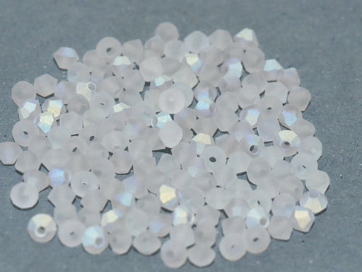 Machine Cut Beads (M.C. Beads) 3 mm, Crystal AB Matte, Czech Glass