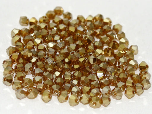 Machine Cut Beads (M.C. Beads) 3 mm, Crystal Golden Flare Full, Czech Glass
