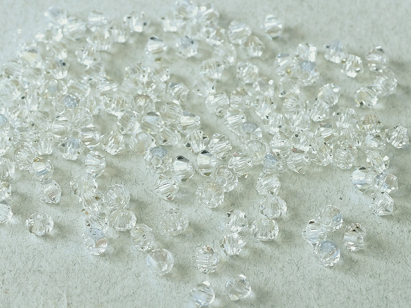 Machine Cut Beads (M.C. Beads) 3 mm, Crystal Argent Flare, Czech Glass
