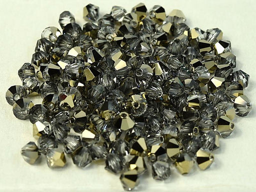 Machine Cut Beads (M.C. Beads) 3 mm, Crystal Starling Gold Half, Czech Glass